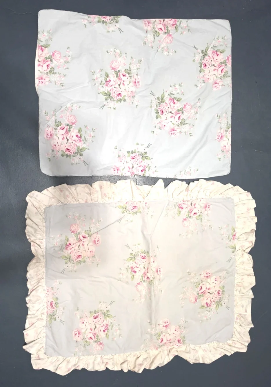 Simply Shabby Chic Floral Pillow Shams Cases Cotton Pink Blue Rose Buds Standard